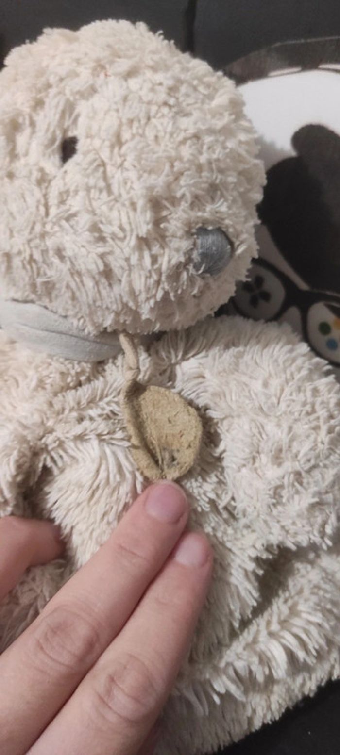 peluche doudou et compagnie lapin grande blanc bleu gris Beige Crème - photo numéro 4