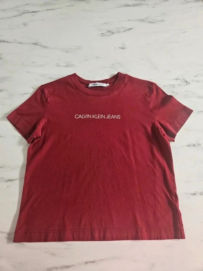 Calvin Klein jeans t-shirt bordeaux taille S - photo numéro 6