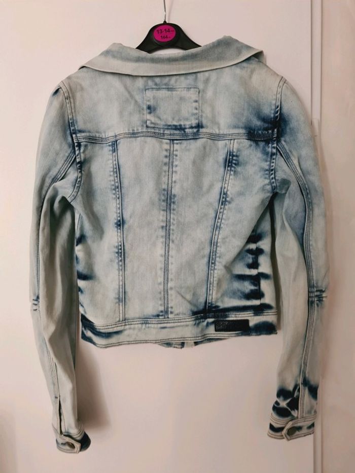 Veste courte en jean Bonobo XS bleu clair délavé tie and dye - photo numéro 2