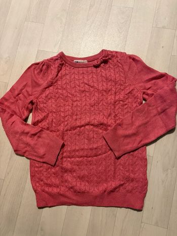 Pull fuchsia h&m 8/10 ans petit noeud au col