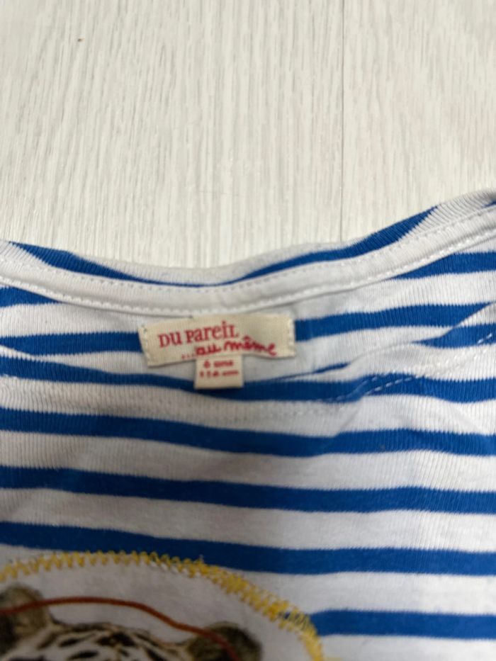 T-shirt rayé bleu et blanc du pareil au même six ans - photo numéro 3