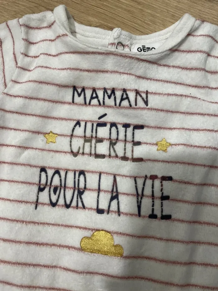 Pyjama blanc rayé rose - photo numéro 2