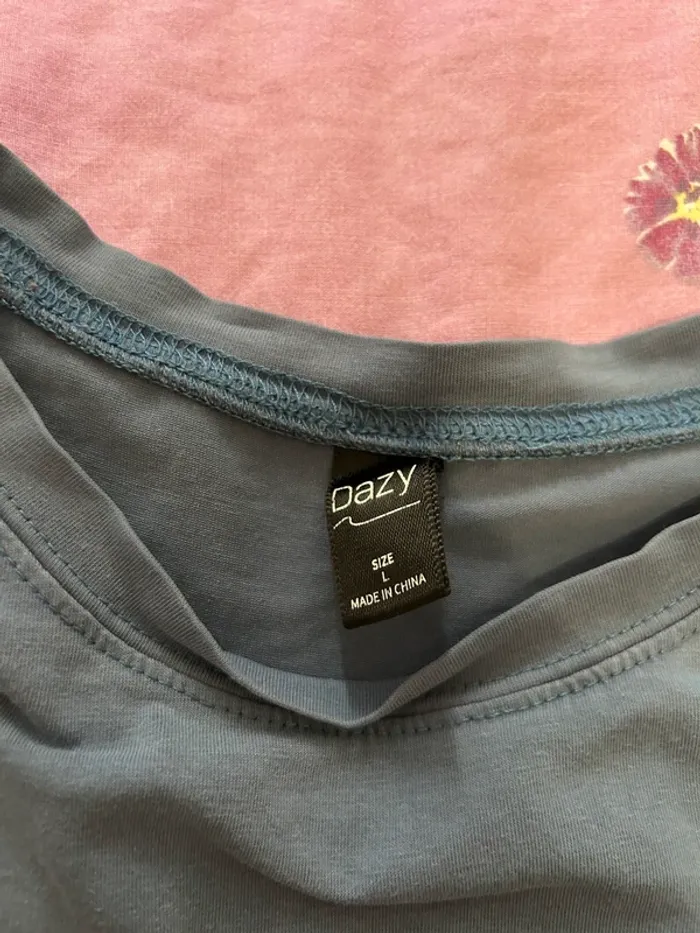 T-shirt basique Dazy bleu, taille L - photo numéro 4