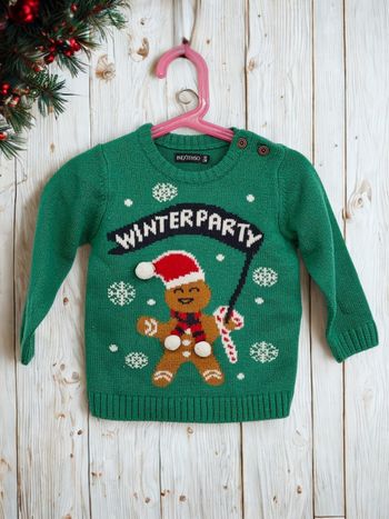 Gros pull d'hiver Vert WinterParty Inextenso 92 cm