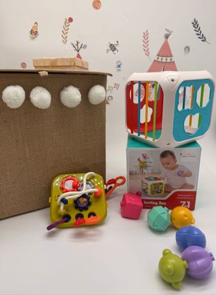 Cubes Montessori 7 en 1 – Trieur de formes - Jouets d’éveil bébé - photo numéro 4