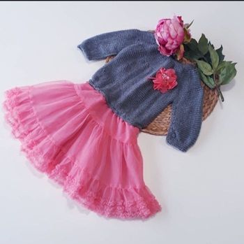 Vêtement robe tulle princesse pour cérémonie fait main au tricot pour fille 3 ans ALinaMaille 
