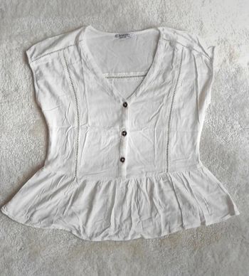 Top chemisier blouse peplum Bonobo S blanc crème