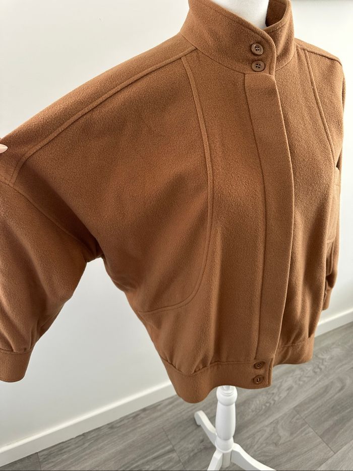 Manteau court oversize beige camel en cachemire et laine Vintage T40 L - photo numéro 3