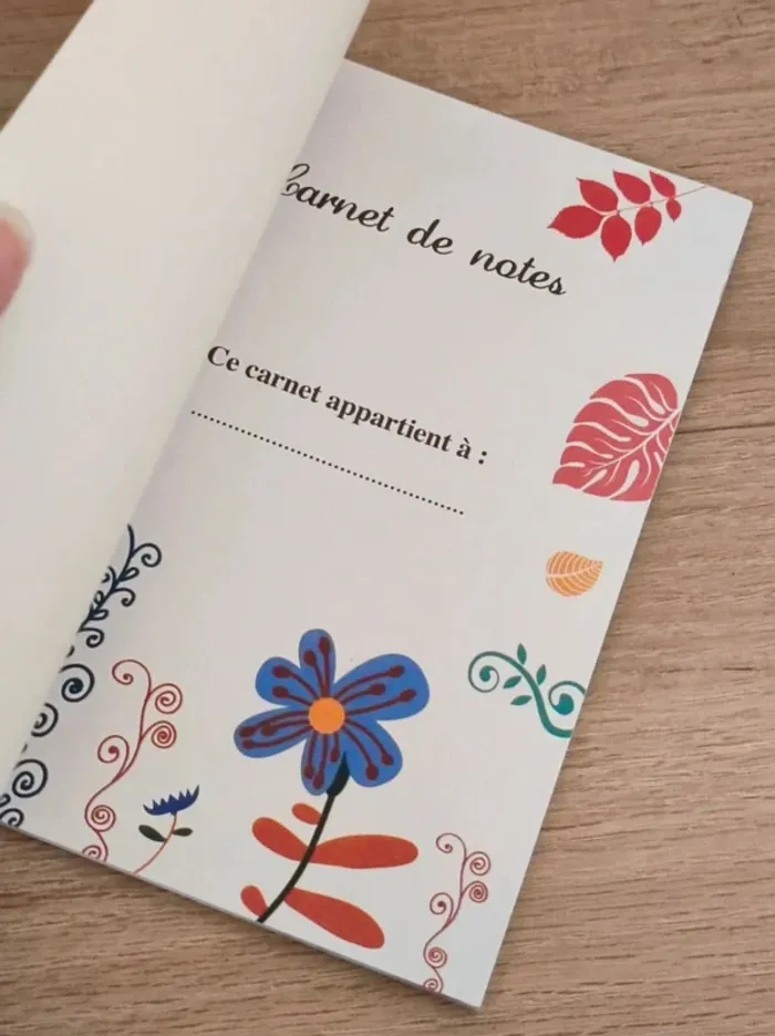 Carnet de notes ligné bleu marine vert rouge feuille fleur / Piccolia - 18,5x13,5cm - photo numéro 3