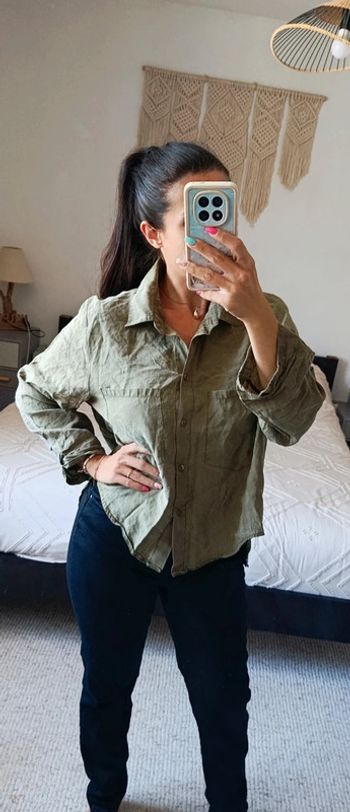Chemise légère oversize Please L vert kaki 100% lyocell décontractée