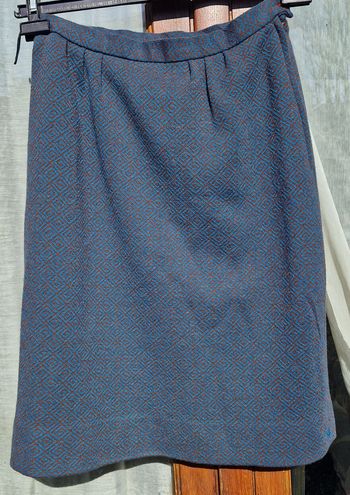 🌀 Jupe Vintage TRICOSA Paris – Bleu turquoise & marron – Made in France 🇫🇷