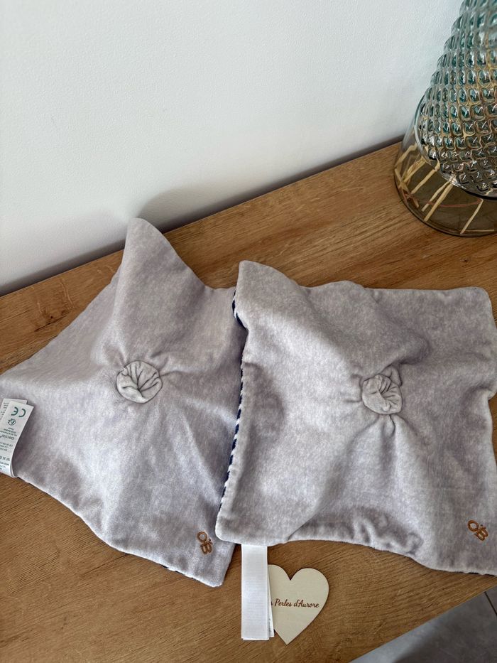 2 doudous chien rayures bleu marine blanc gris - photo numéro 5