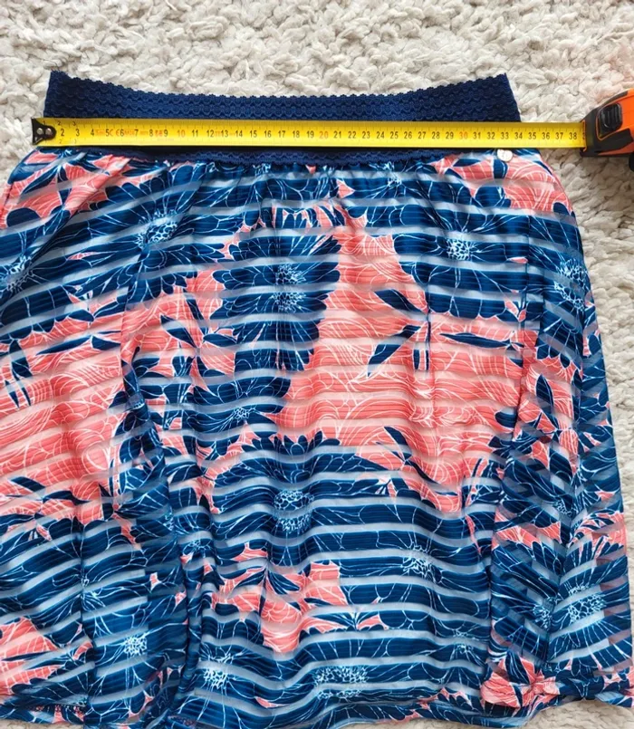 Jupe fleurie corail et bleu marine Jus d'Orange Taille 2 - photo numéro 8