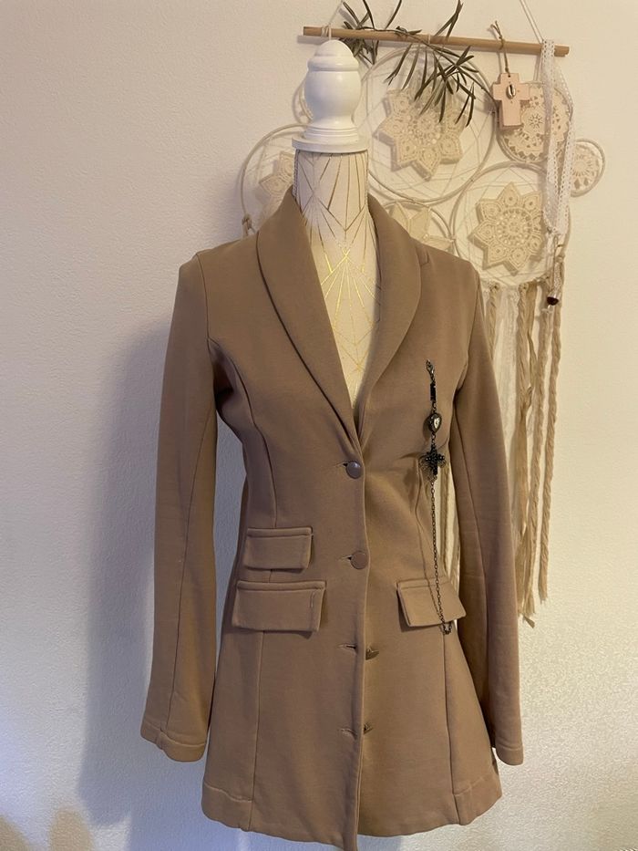 Blazer long MET beige femme taille M