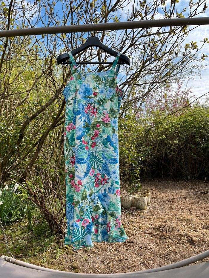 Superbe robe vintage Fleurie Volants Froufrou Afibel T 48 - photo numéro 5