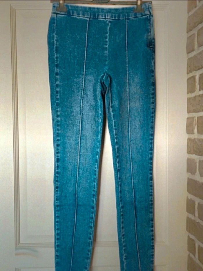 Pantalon jean skinny bleu à plis piqués Promod 36 S