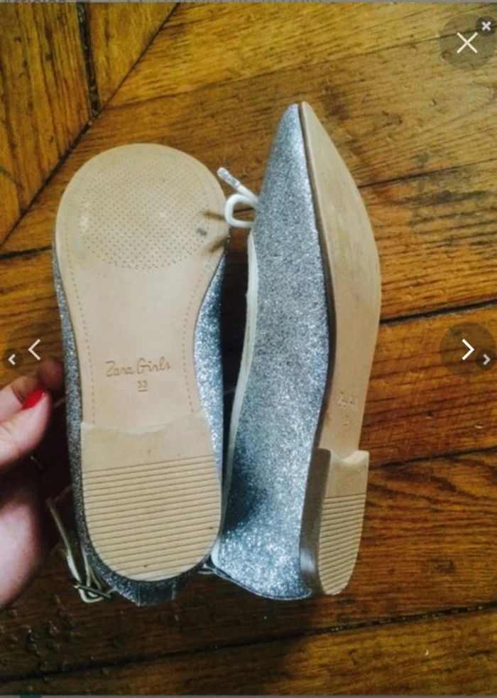 NEuves! Superbes ballerines grise pailletés ZARA T33 - photo numéro 3