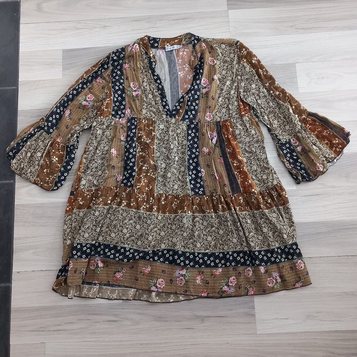 Chemisier femme imprimé à manches larges taille 38