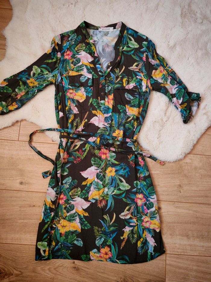 Robe imprimée promod kaki fleurs - photo numéro 2