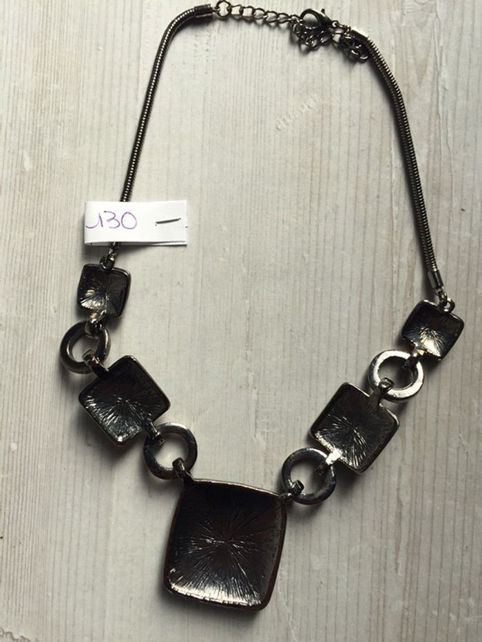 130-Collier argenté noir NEUF - photo numéro 3
