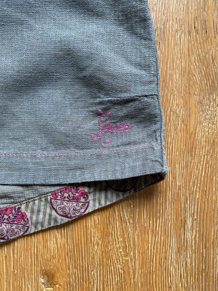 Jupe kaki Kenzo junior avec ceinture et imprimé fleuri rose taille 4 ans - photo numéro 2