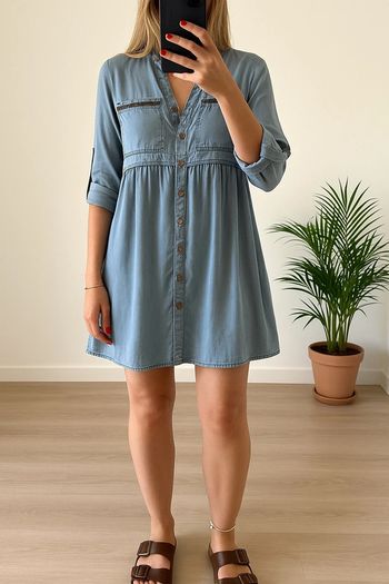 Robe bleu clair coupe midi taille XS Zara