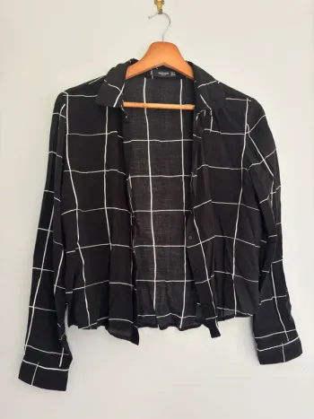 Chemise noir à carreaux blanc Mango Taille XS