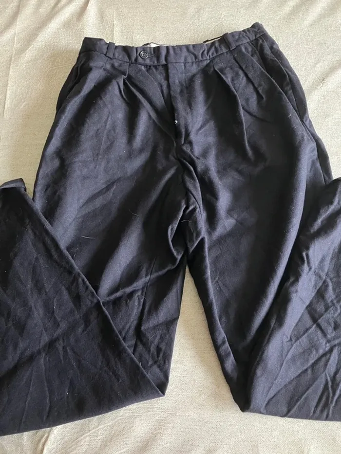 Pantalon habillé Gianni Caporale bleu marine - T. 40 / L - 100% laine