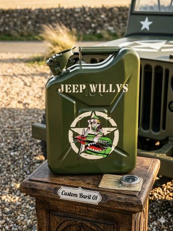 Jerrican d'essence décorative jeep willys 