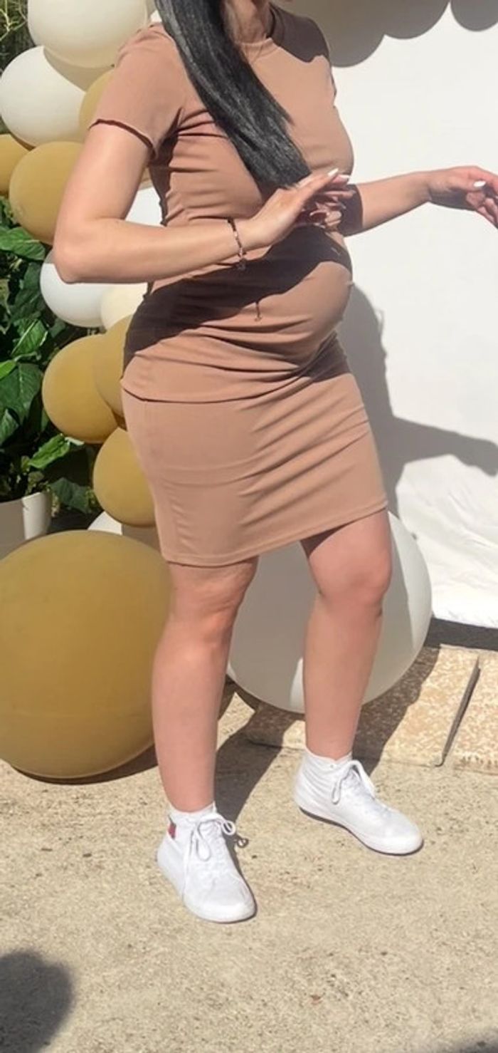 Robe de grossesse beige/marron - photo numéro 2