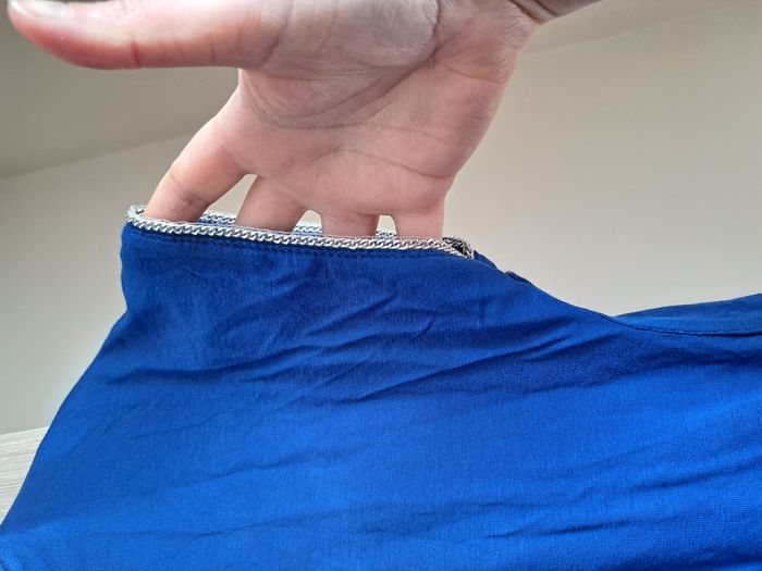 T-shirt bleu à chainettes Camaieu - photo numéro 3