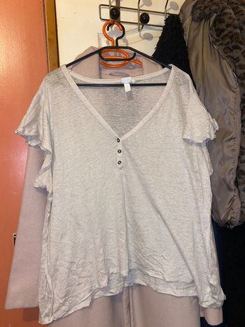 T shirt col V en lin