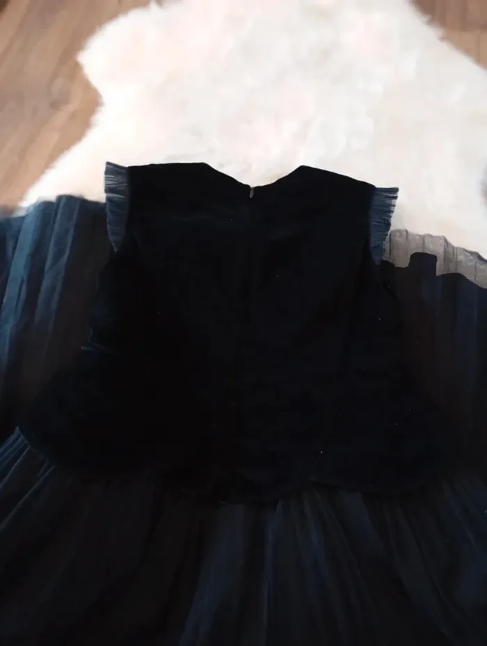 Jacadi 💖 robe longue en velours marine et jupon en tulle paillettes - photo numéro 8