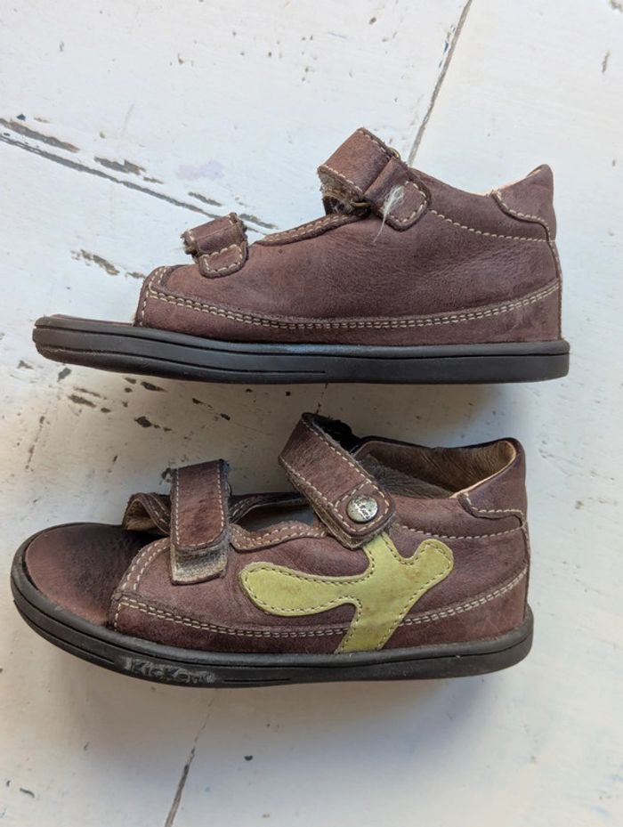 Sandales ouvertes en cuir marron Kickers – Taille 24 - photo numéro 3