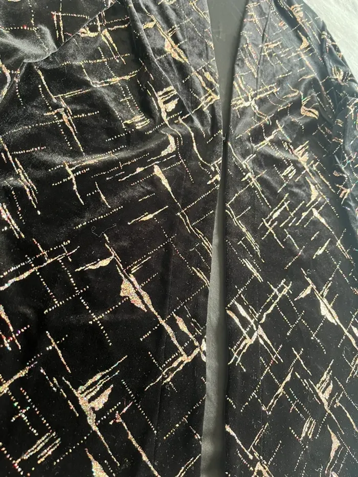 Veste blazer en velours noir et doré pailleté – Simon Jeffrey T.42 (UK 14) - photo numéro 2