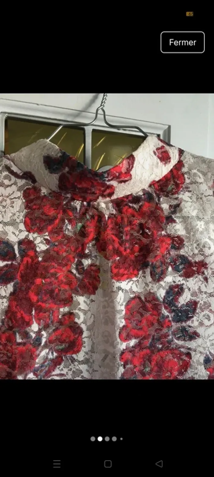 Top en dentelle "Zara" semi ajouré - motif fleur - photo numéro 5