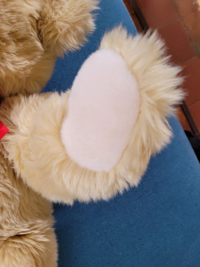 Énorme ours peluche Steiff miel crème clair grand 54cm noeud rouge collection traditionnel - photo numéro 4