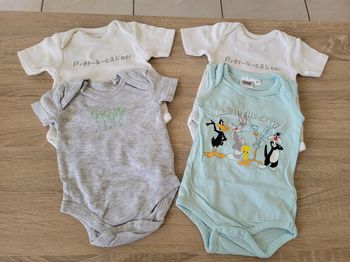 Lot de 4 bodys garçon en  mois
