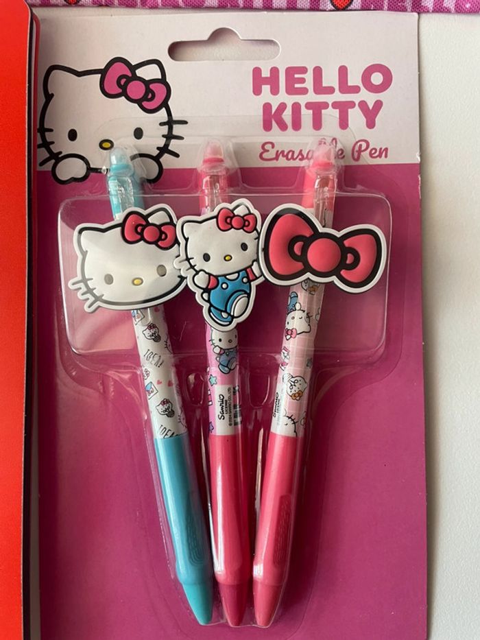 Carnet + 3x stylos + trousse hello kitty - photo numéro 2