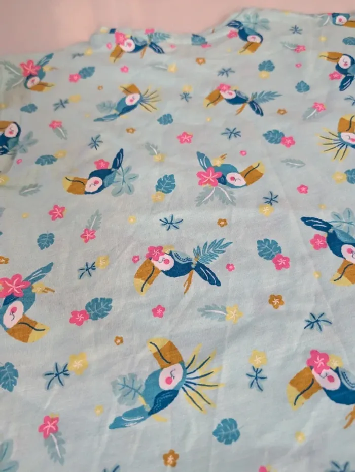 Blouse fille DPAM 3 ans imprimé toucans et fleurs neuf - photo numéro 3