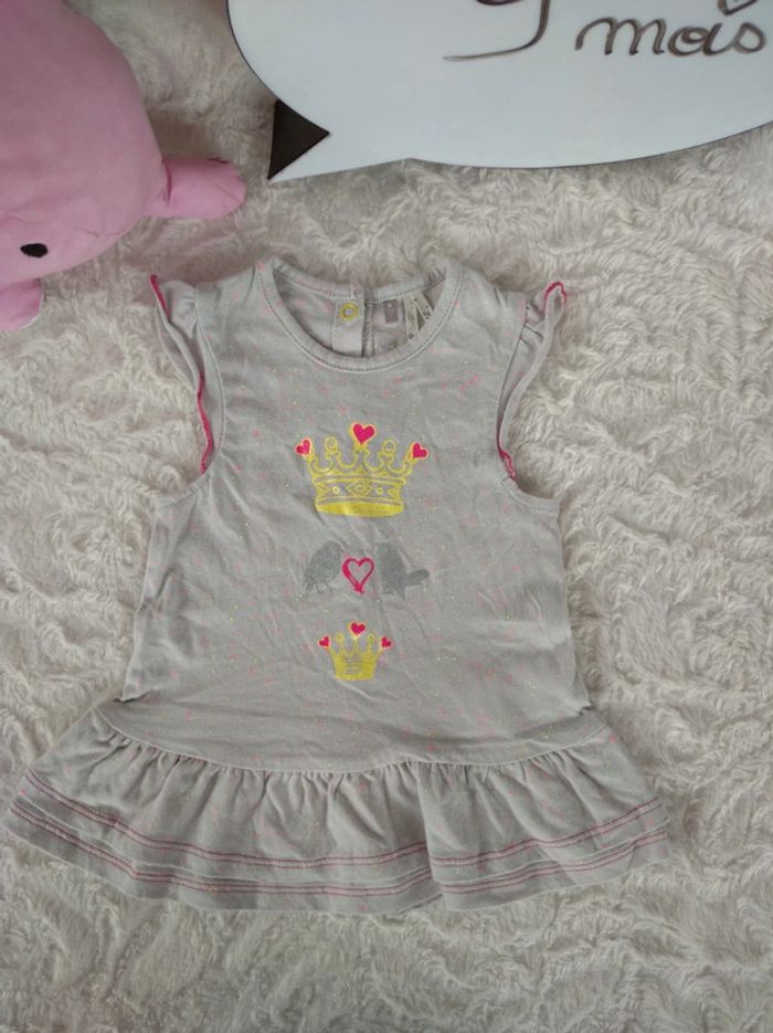 Robe courte ou tunique manches courtes Fille 9 mois Couronne Cœur oiseau Orchestra - photo numéro 2