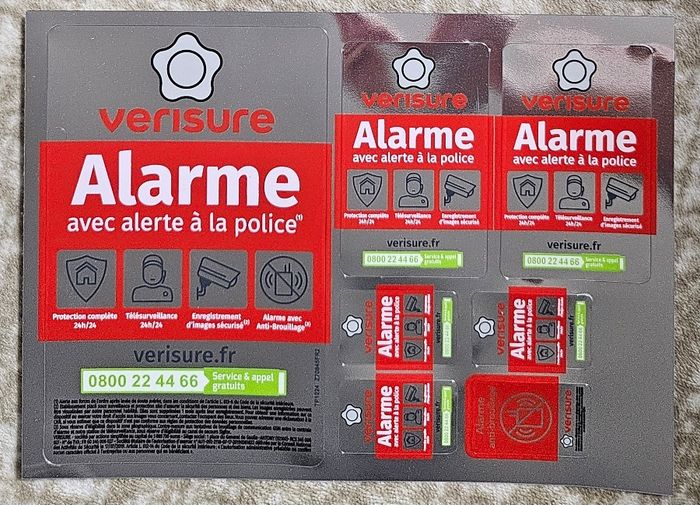 Planche de 7 Autocollants Alarme Verisure Authentique originale