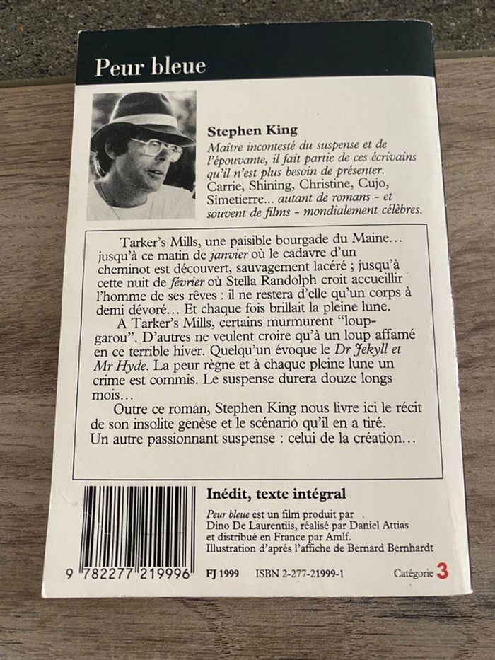 Livre Peur bleue Stephen King J’ai Lu - photo numéro 2