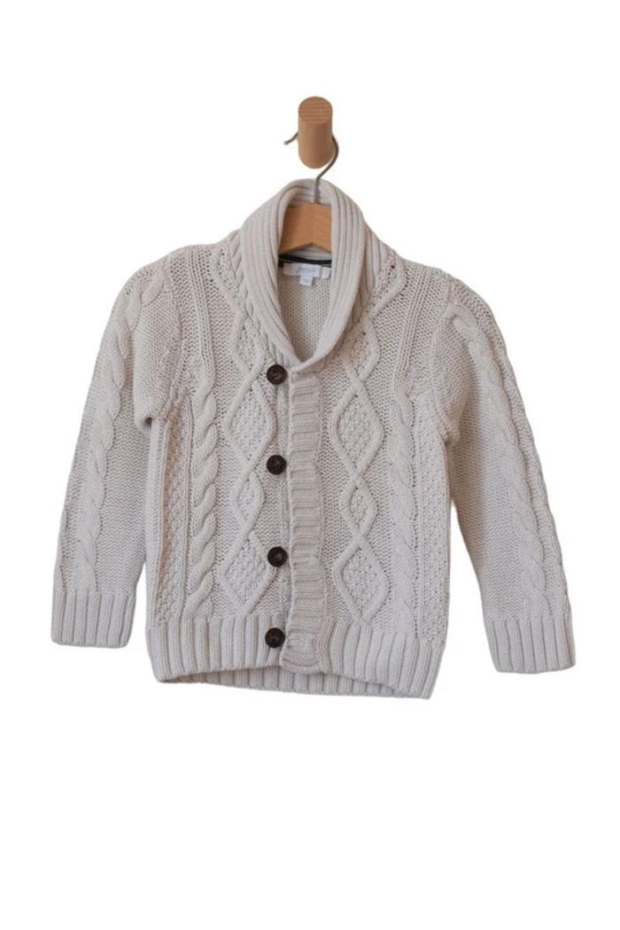Pull / gilet col châle en grosse maille 100% coton - Jacadi 2 ans (88cm)