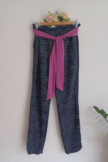 Pantalon  / pyjama cocooning zébré noir & gris ruban rose Undiz Taille 36