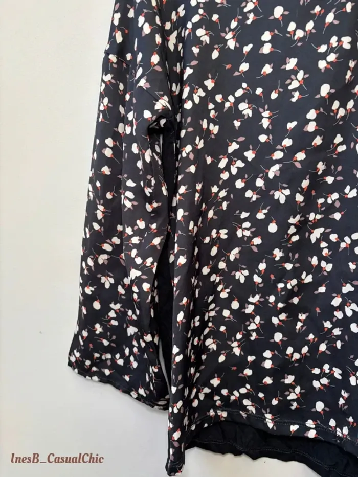 Blouse fluide noire à imprimé floral – Mango Basics – Taille S - photo numéro 2