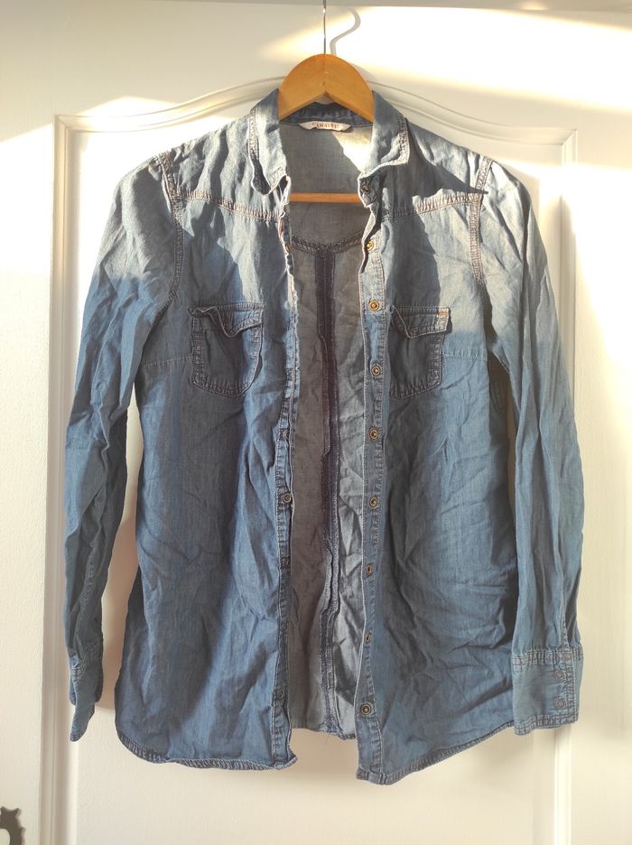 Chemise en jean cintrée bleu brut camaïeu