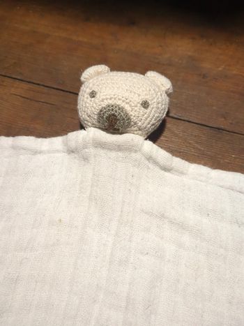 Doudou plat bonpoint ours blanc