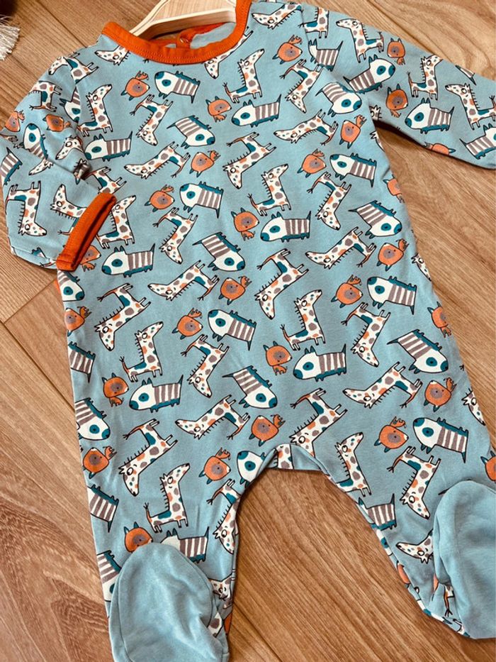 Taille 3 mois pyjama été garçon DPAM bleu turquoise et orange * animaux * 💙 - photo numéro 2