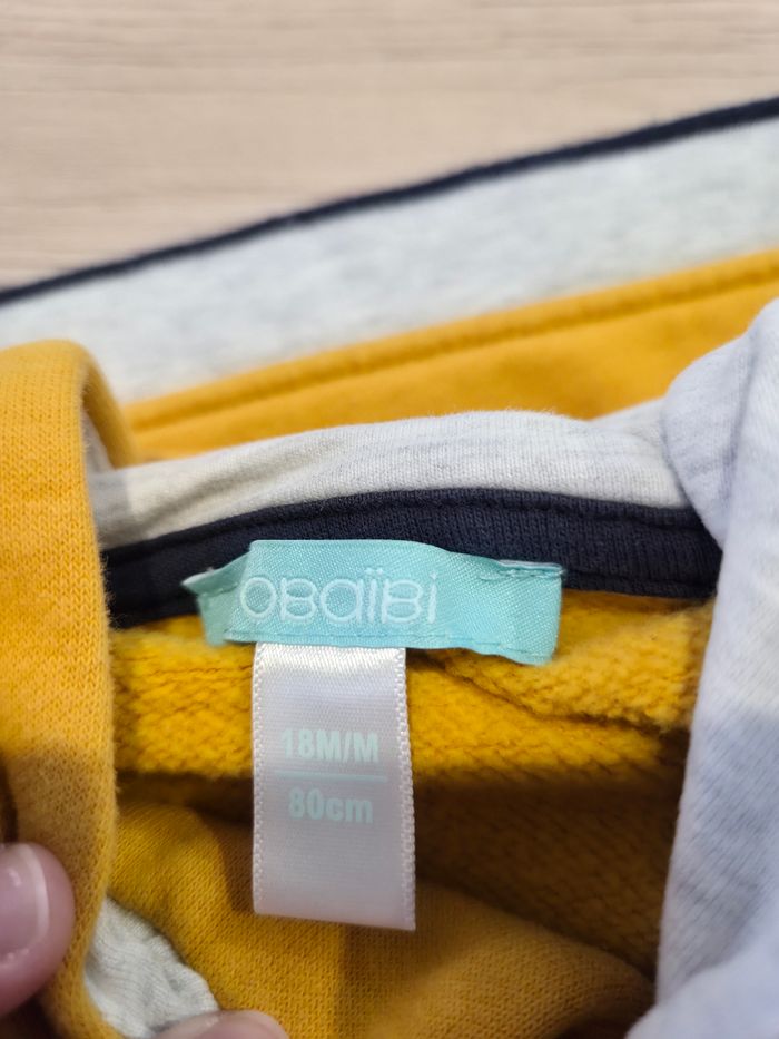 Sweat a capuche jaune avec panda, Obaïbi, 18 mois - photo numéro 4
